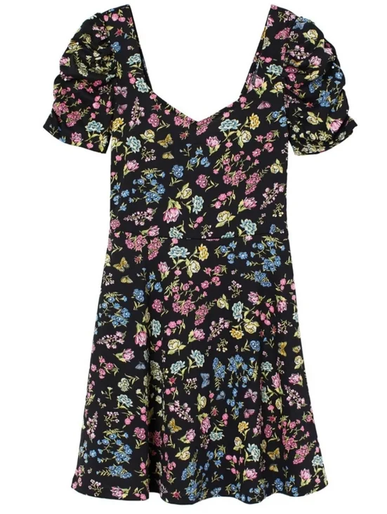 H&M Black Mini Dress with Pink, Blue & Yellow Floral Print - Picture 2 of 4